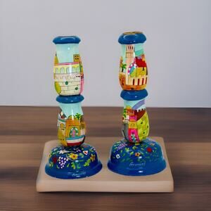 Shabbat Candlesticks Jewish Jerusalem 7.5 Inches by Yair Emanue